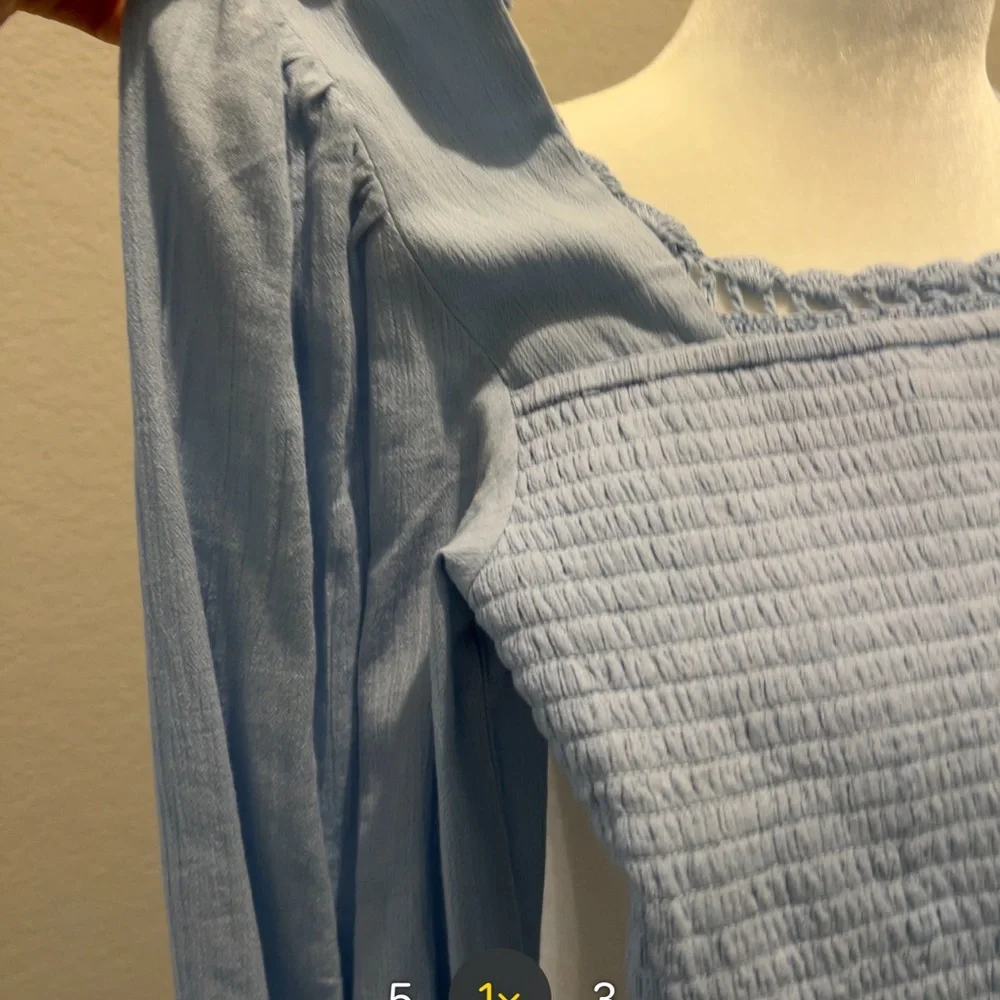 American Eagle Outfitters Sky Blue Crochet Top